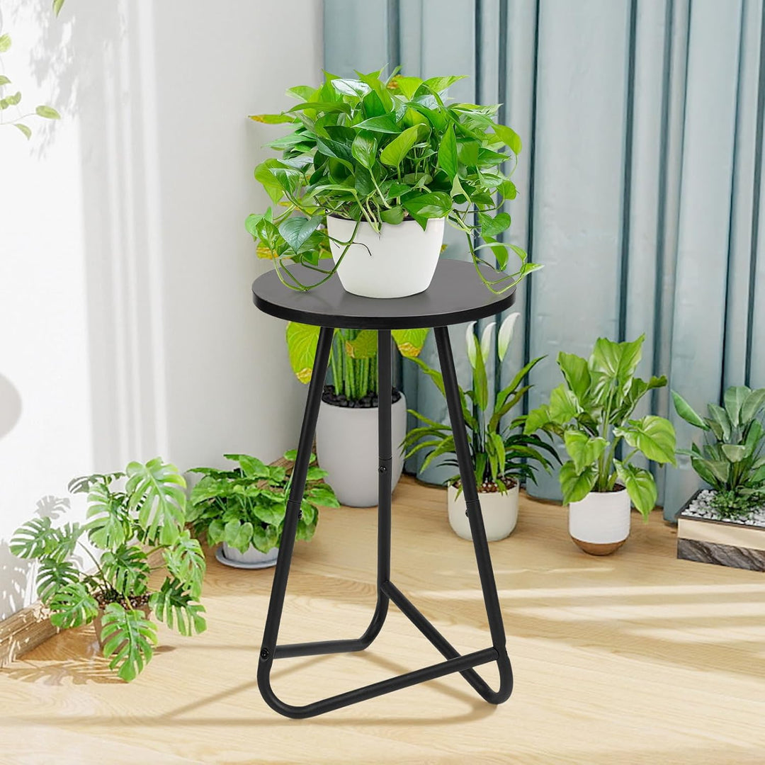 HDANI 50cm Rund Pflanzenständer,Blumenständer 2 set,Pflanzenregal aus Holz und Metall,Modernes Regal