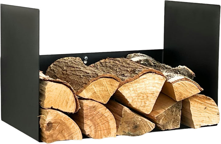 DanDiBo Kaminholzregal Innen Metall Schwarz Kaminholzständer mit Rückwand an der Wand Hängend 96432