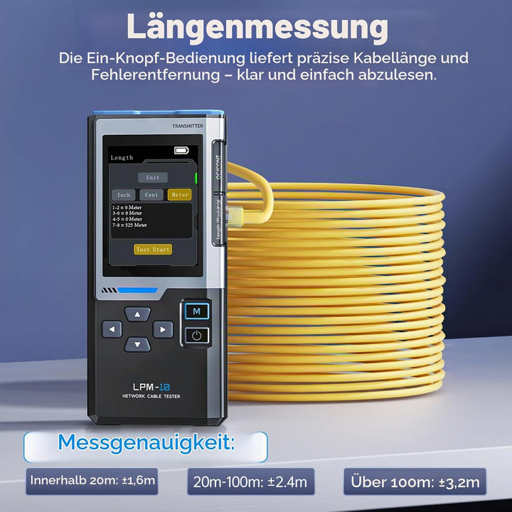 DEWIN LPM-10A Multifunktionaler Netzwerkkabel-tester, Netzwerk-Kabeltester Multifunktionaler Leitung