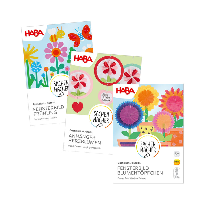 HABA XXL Frühlings-Bastelset – Fensterbilder &amp; Mobiles mit Herzen, Blumen &amp; Tieren – Kreative Frühli