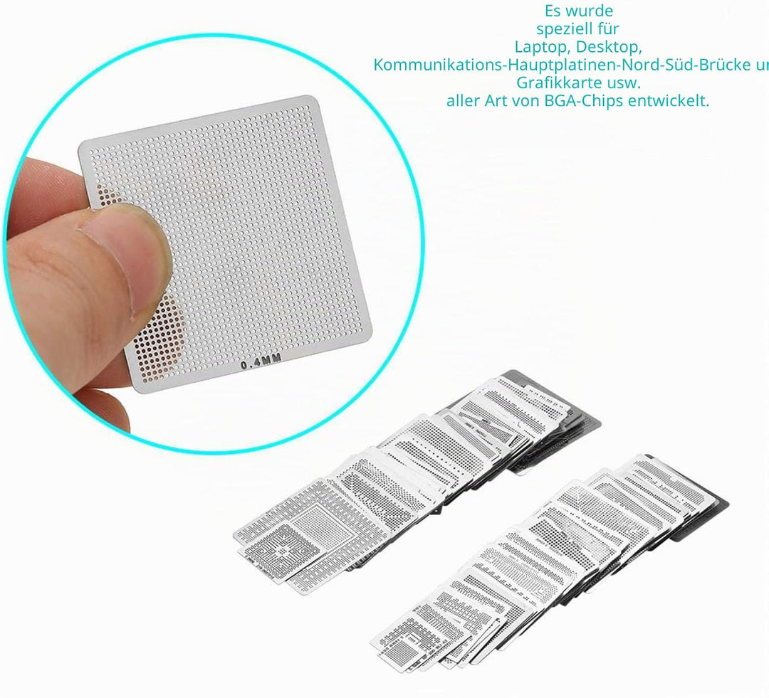 130 Stück IC Chip BGA Reballing Stencil Kits, etc für alle Arten von BGA-Chips, Lötmodelle für Lapto