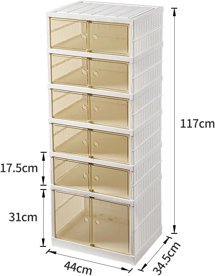 OHMG 6 Lagen Schuhboxen, Aufbewahrungsboxen für Schuhe, aus Kunststoff, transparent, stapelbar, falt