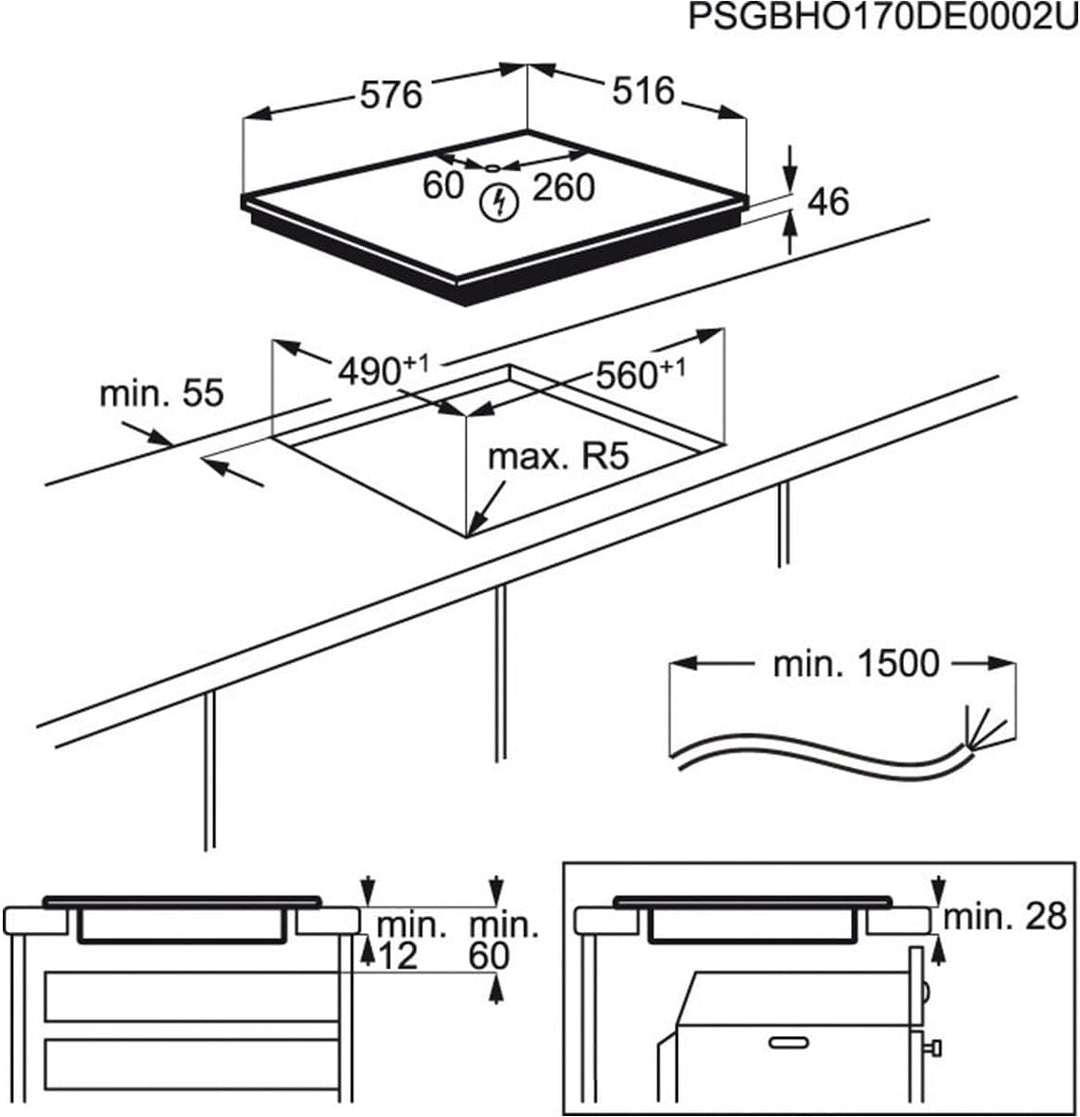 AEG IKB64431XB Autarkes Kochfeld/Induktion/Hob²Hood/Slider-Bedienung / 60 cm/Edelstahlrahmen / 4 Koc