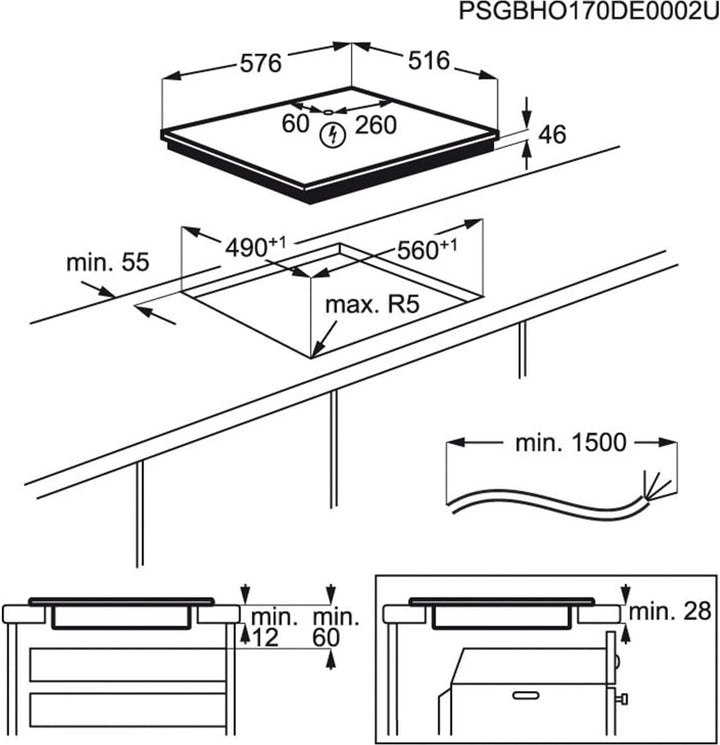 AEG IKB64431XB Autarkes Kochfeld/Induktion/Hob²Hood/Slider-Bedienung / 60 cm/Edelstahlrahmen / 4 Koc