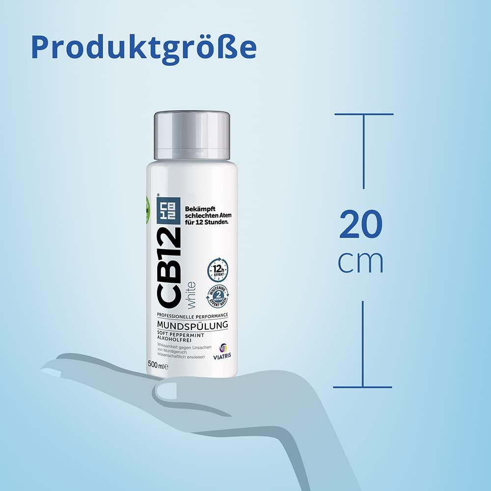 CB12 White – Angenehmer Atem für 12 Stunden und weissere Zähne – 500 ml, Minze, für Mundgeruch Behan
