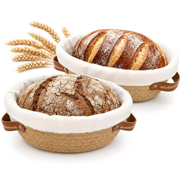 Banneton Gärkörbchen Set Sauerteig, Brot Gärkorb Set aus Baumwollseil mit 23 cm rundem Gärkörbchen u