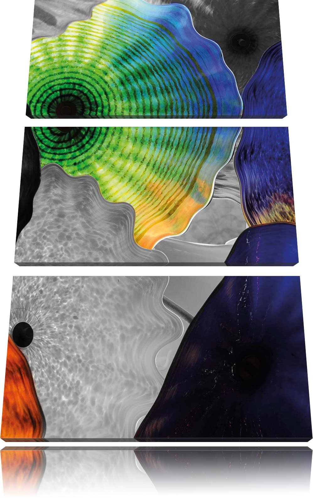 Pixxprint beeindruckender Quallen Schwarm als Leinwandbild/Grösse: 3 Teilig (120x80) cm/Wandbild/Kun
