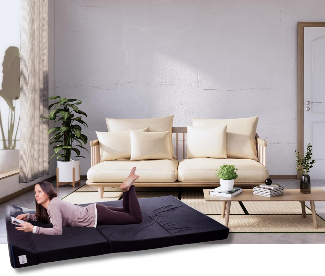 Natalia Spzoo Klappmatratze mit Kopfteil, 200x70cm Schaumstoffmatratze, Schlafsessel, Faltmatratze R