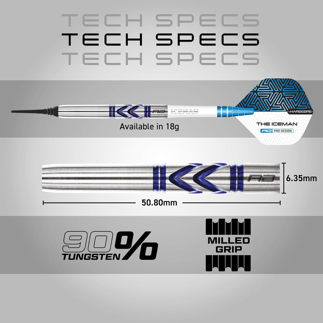 RED DRAGON Gerwyn Iceman Price Avalanche Pro Premium Tungsten Darts Set mit Flights und Stielen 18.0