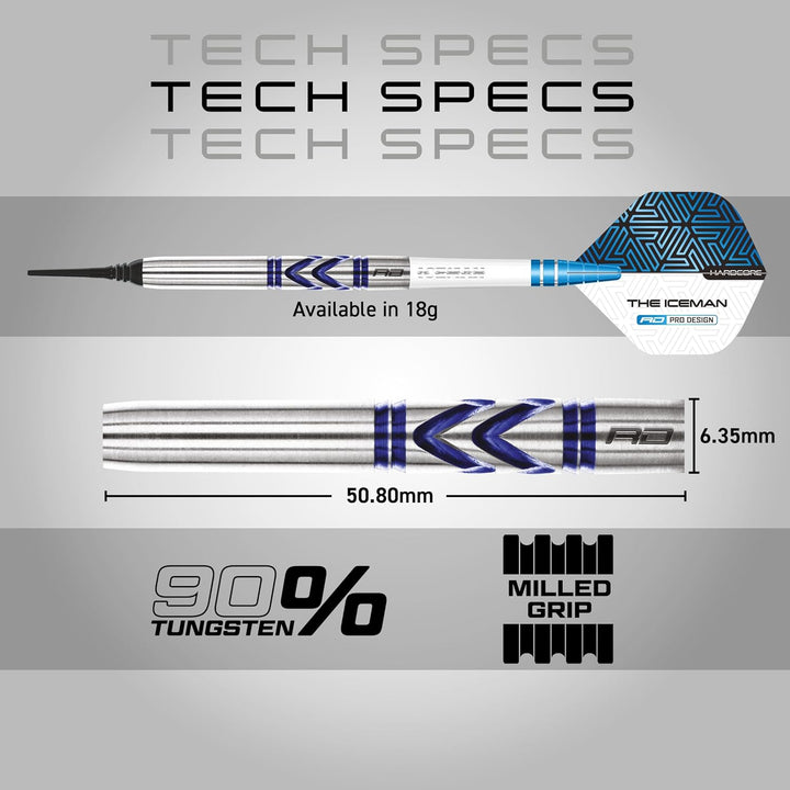 RED DRAGON Gerwyn Iceman Price Avalanche Pro Premium Tungsten Darts Set mit Flights und Stielen 18.0