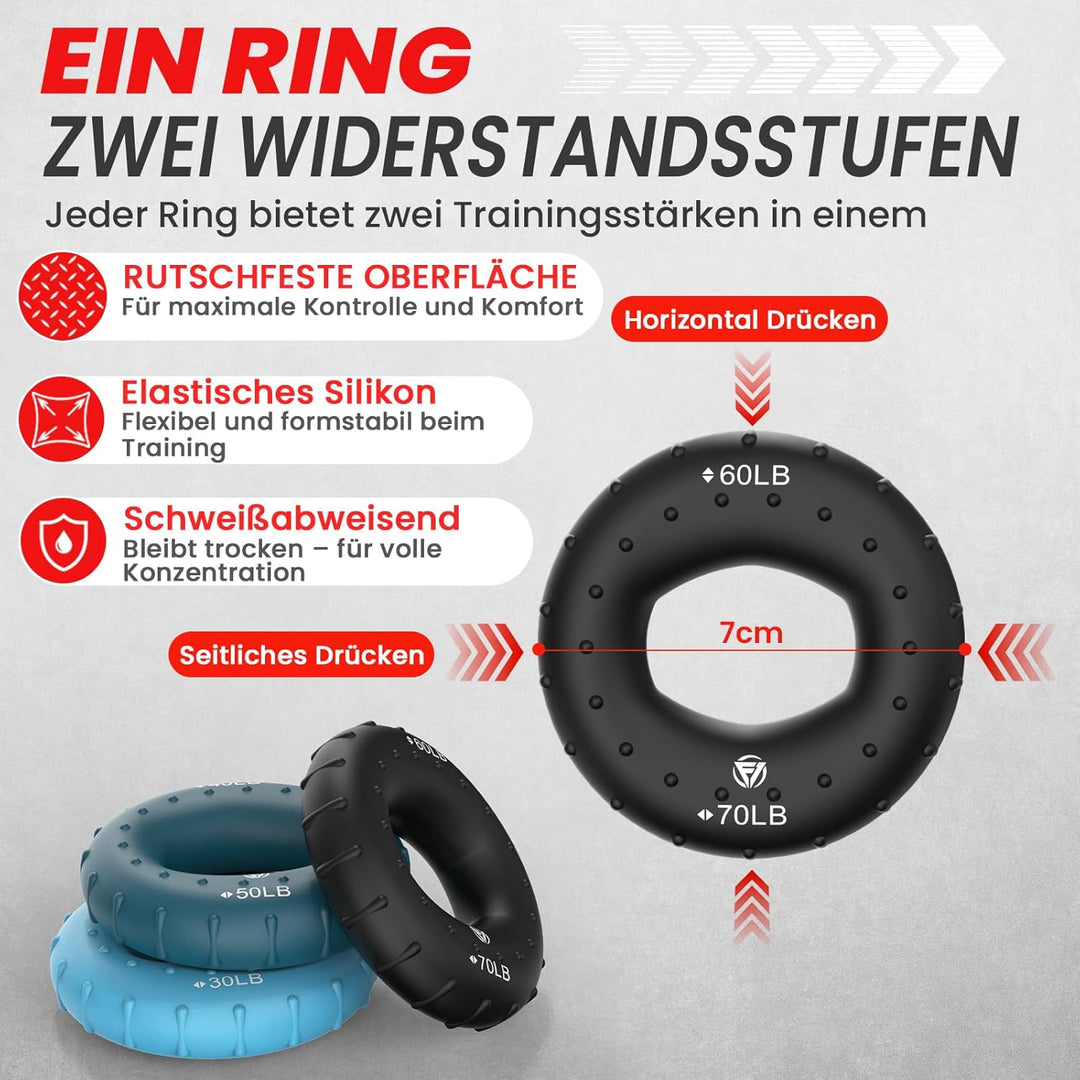 Griffkraft Trainer Set -6-Teilig- Unterarmtrainer,Handtrainer Fingertrainer, Fingerstrecker, Finger