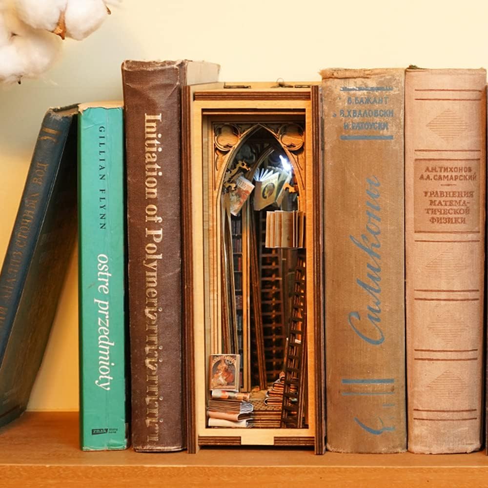 CUTEBEE Book Nook Modellbausatz DIY Puppenhaus Holz Booknook Bücherregal Insert Decor Alley, 3D Holz