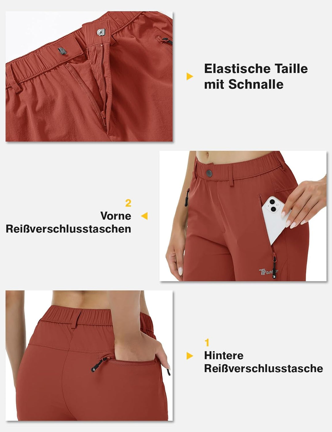 donhobo Damen Outdoor Wanderhose Quick Dry Campinghose Ultraleichter Verschleissfester UV-Schutz Atm
