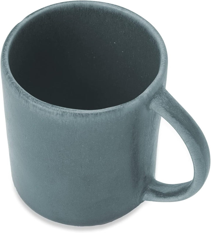 URBANARA Becher Malhou – 9.5 x 8.5 cm, Graugrün, 100% Stein, Steingut – 2er Set, Kaffeebecher Tasse