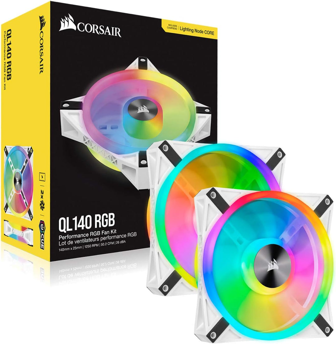 Corsair iCUE QL140 RGB, 140-mm-RGB-LED-PWM-Lüfter (68 Einzeln Ansteuerbare RGB-LEDs, Schwindigkeiten