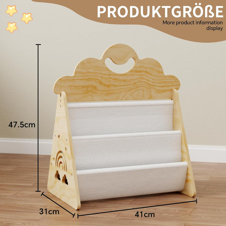 Kinder Bücherregal Holz, Montessori Bücherregal Kinder, Bücherkiste Kinder für Leseecke, Babyzimmer,