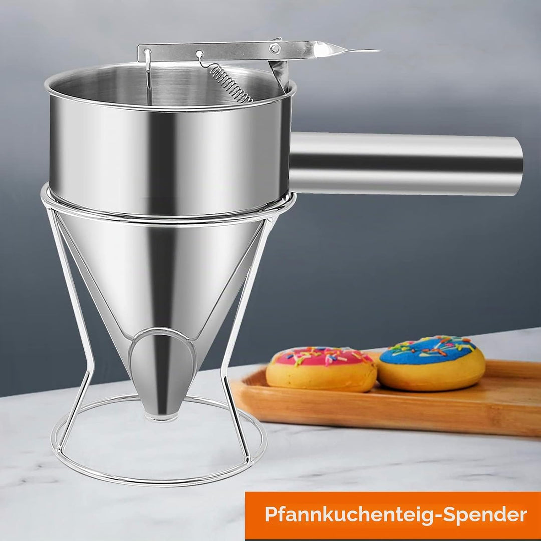 Edelstahl Trichter Octopus Kugeln Werkzeuge 1,2L Pfannkuchen Teigspender mit 4 Leckdüsen Kuchen Cupc