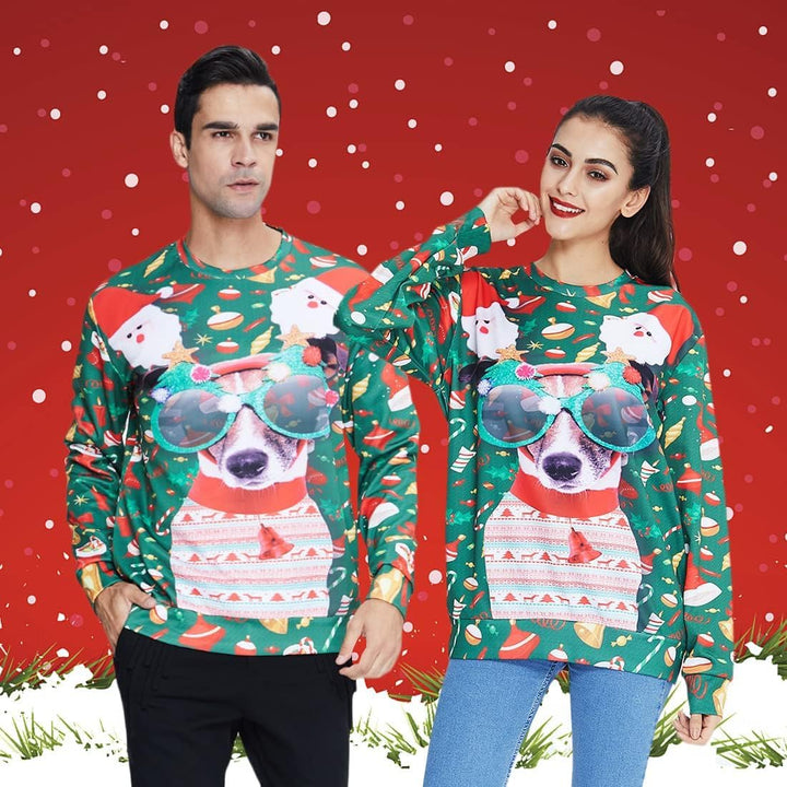 Herren Ugly Christmas Sweater Sweatshirts 3D Weihnachtspullover Damen Hässlich Weihnachten Witzig Ju