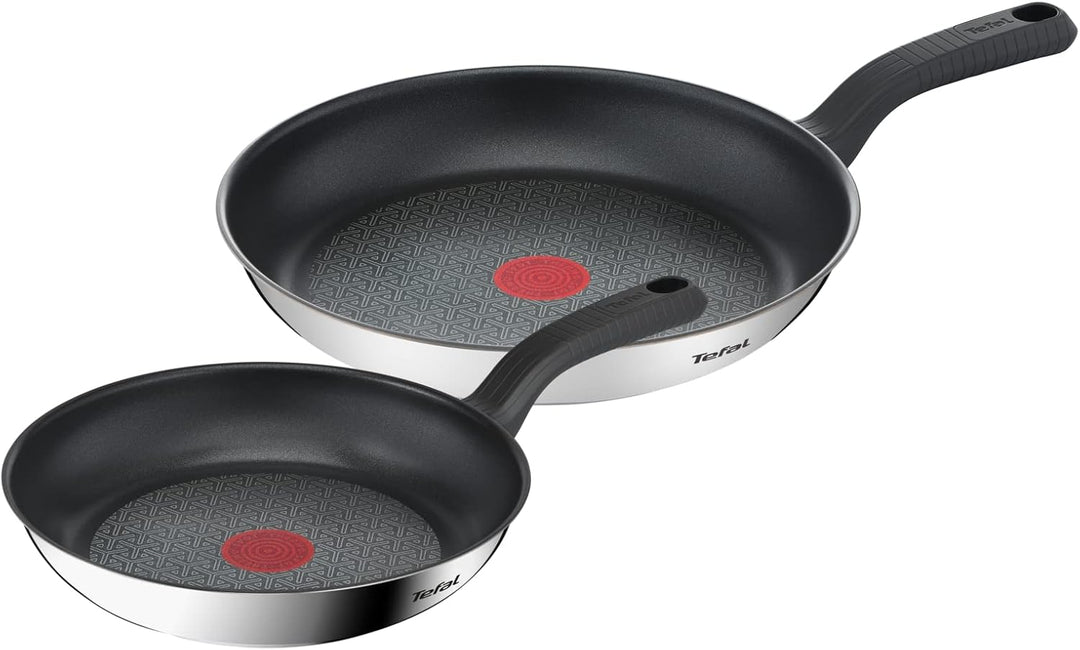 Tefal G726S204 Set, Edelstahl, 24 cm und 28 cm, 2-teilig Kochgeschirr, Comfort Max, Bratpfannen, Sch