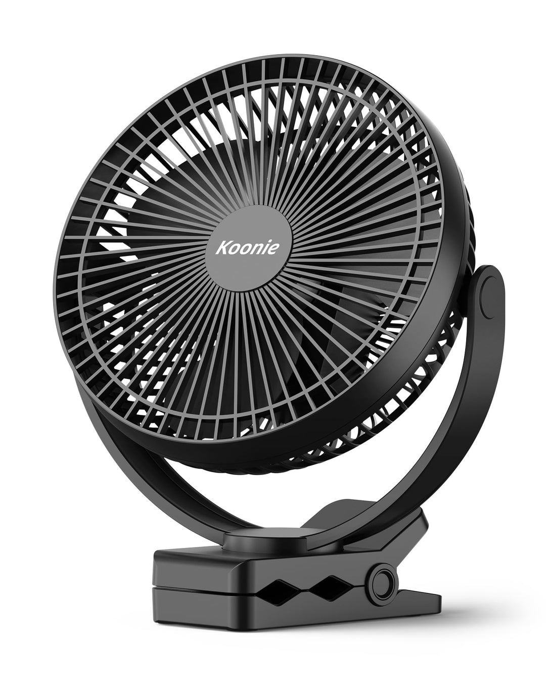 Koonie 20cm Tragbarer Clip-On-Ventilator, USB-Tischventilator mit 10.000 mAh Akku, 4 Geschwindigkeit