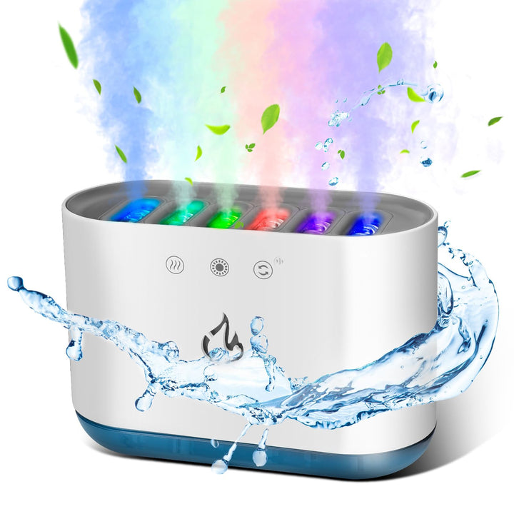 AiQInu Luftbefeuchter 900ML, Dynamischer Pick-up Humidifier Schlafzimmer mit 6 Düsen und 7 Farben LE