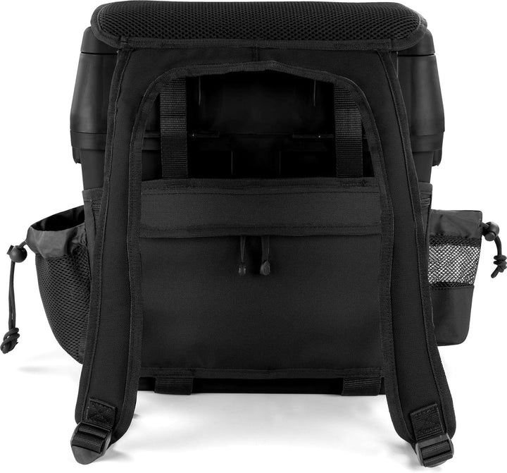 Sitzkiepe Angelrucksack Multi-Angelbox Sitz- und Gerätekasten mit Tragegurtsystem - inklusive 4 Kuns