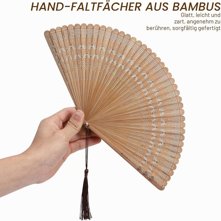 Handfächer Bambus, Facher Damen, Faltbarer Handfächer aus Bambus Tragbar Spanisch Faltbar