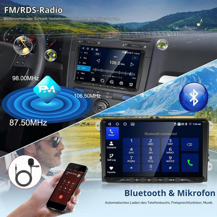 4+64G Motorsi Autoradio für VW Seat Passat Golf 5 6 Polo Skoda mit Apple Carplay Android Auto, 9-Zol