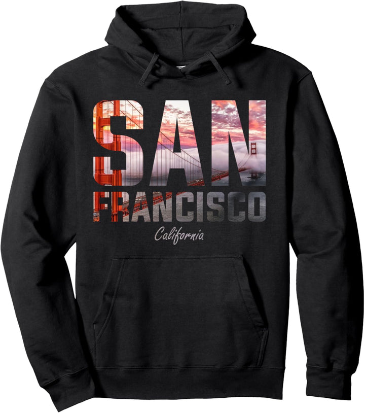 San Francisco Bay Golden Gate Bridge Skyscape Geschenkidee Pullover Hoodie