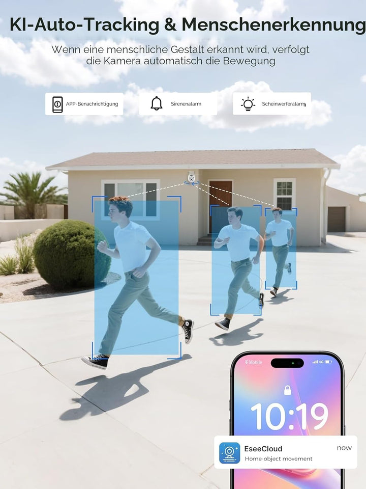 【5MP+PTZ】 Hiseeu Überwachungskamera Set Aussen WLAN mit 10&