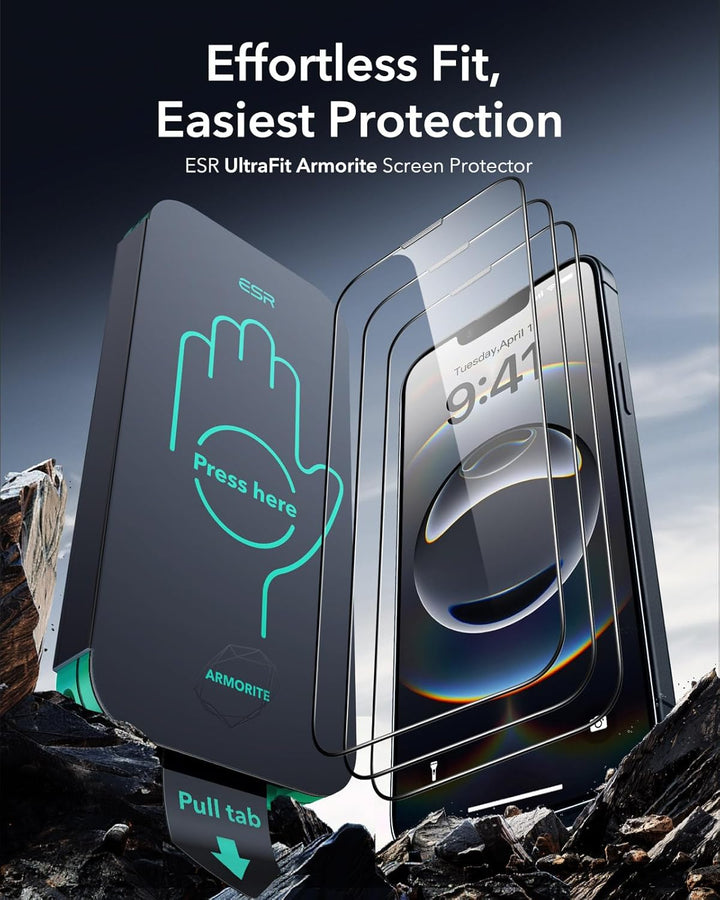 ESR für iPhone 14/13/13 Pro für Panzerglas, 9H+ Displayschutzfolie aus gehärtetem Glas 3 Stück, blas