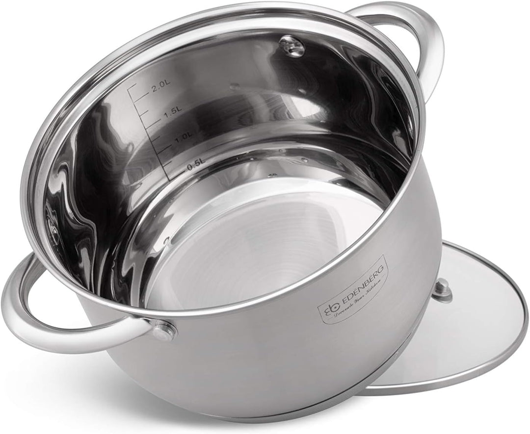 Edenberg 12 Elemente Topf Set eb-4000 aus Chrom-Nickel Edelstahl INOX18 / 10. Ideal für Gas-, Elektr