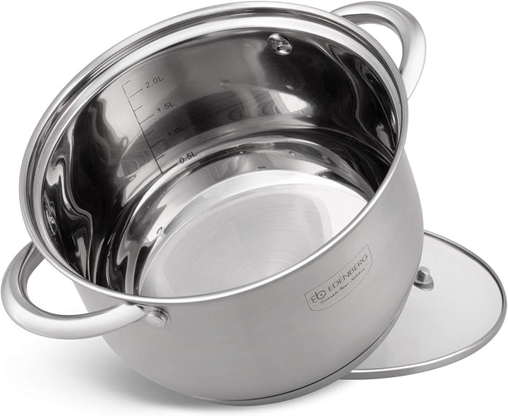 Edenberg 12 Elemente Topf Set eb-4000 aus Chrom-Nickel Edelstahl INOX18 / 10. Ideal für Gas-, Elektr