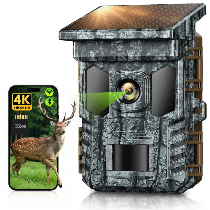 Wildkamera 4K 64MP WLAN mit Handyübertragung App – Wildtierkamera mit Nachtsicht, Bewegungsmelder, 0