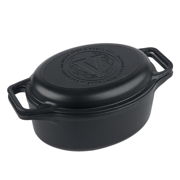 Victoria Dutch Oven Combo Gusseisen Eingebrannte 31cm/ 5,7L, Cast Iron Topf Brot Backen Seasoned Tox