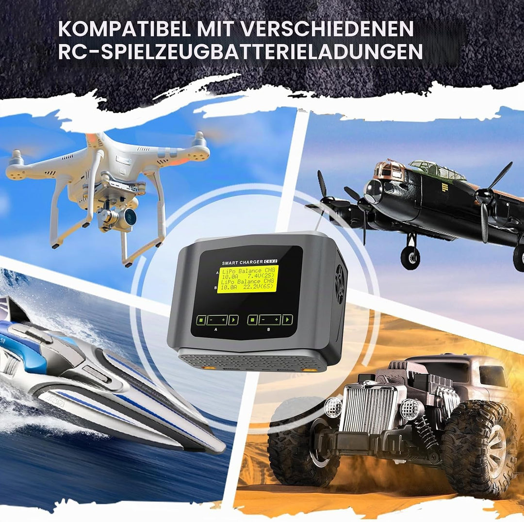 Haisito RC Lithium-Batterieladegerät AC 150W/DC 240W, Duo, LiPo-Ladegerät für LiPo/Life/LiHV/Lilon(1