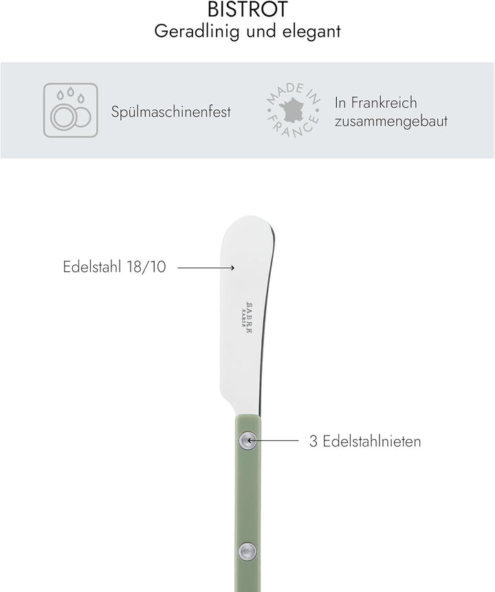 SABRE PARIS - 2er Set Buttermesser 14 cm - Bistrot - Ideal Für Butter, Aufstrich - Edelstahl & Nylon