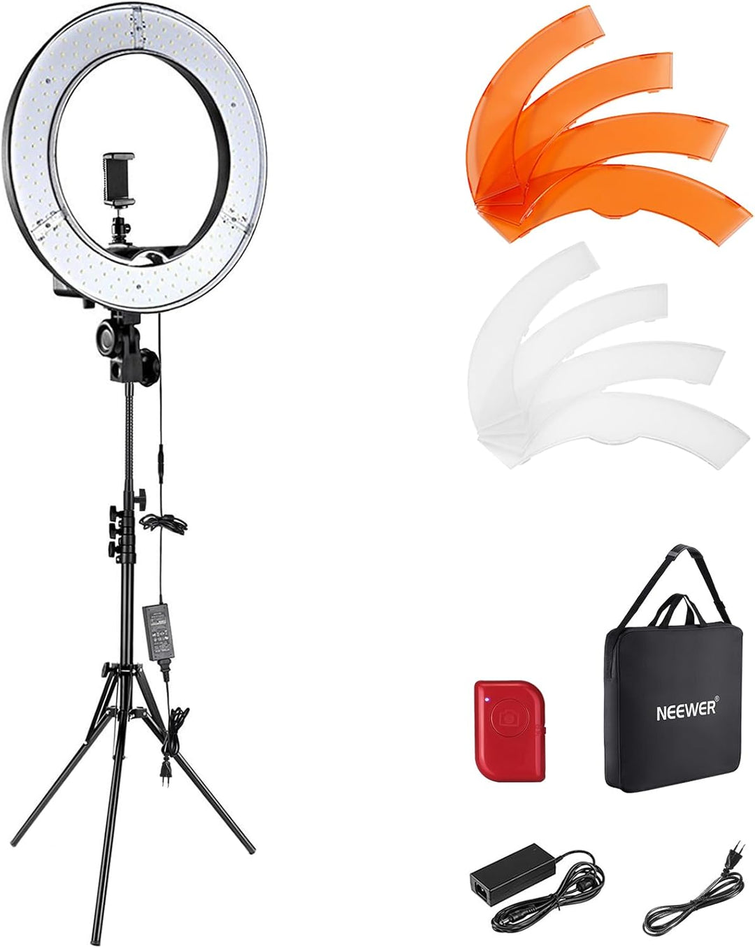 NEEWER Fotostudio Set mit Hintergrund Fotografie & Ringlicht mit Stativ Set: 18 Zoll/45cm Aussen 55W
