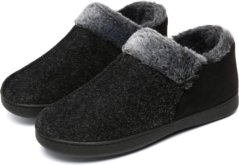 Mishansha Herren Winter Warme Hausschuhe Memory Foam Plüsch Pantoffeln,Gr.39-48, Rauchiges Schwarz 3