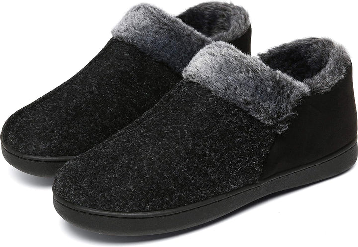 Mishansha Herren Winter Warme Hausschuhe Memory Foam Plüsch Pantoffeln,Gr.39-48, Rauchiges Schwarz 4
