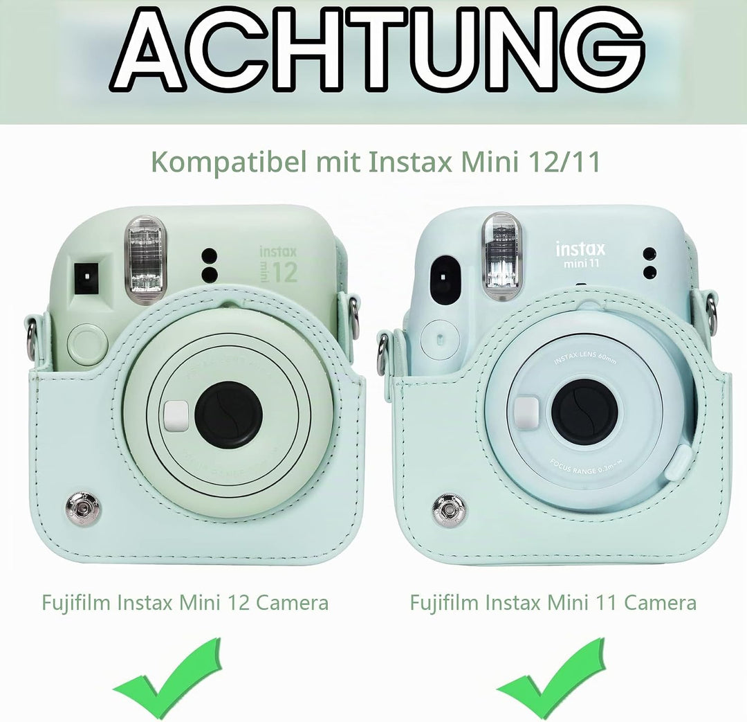 Aenllosi PU Leder Tasche Schutzhülle für Fujifilm Instax Mini 12/Mini 11 Sofortbildkamera Reisetasch