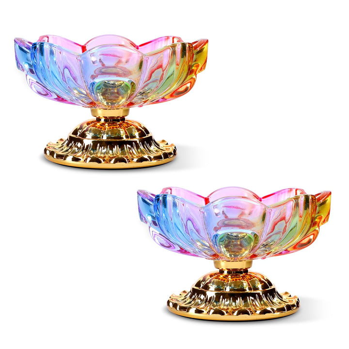 Xnqelerate 2st Lotusfruchtteller Obstschale Bonbonschale mit Fuss Deko Schale Kleine Glasschale Deko