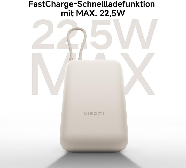 Xiaomi 22.5W Power Bank mit Integriertem Kabel - 10000mAh, Schnellladefunktion, lädt 3 Geräte gleich