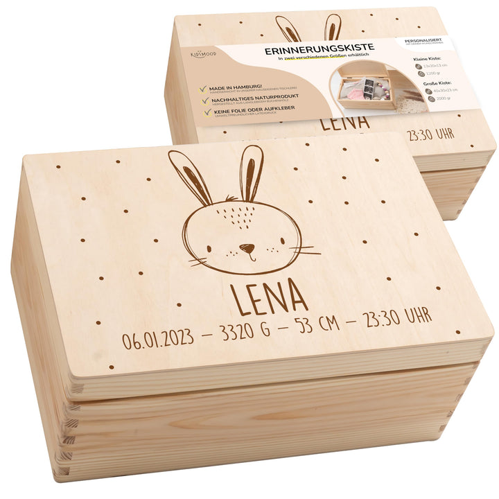 KIDSMOOD - Erinnerungsbox Baby, personalisierte Holzkiste mit Deckel, Ideal zur Aufbewahrung von Eri