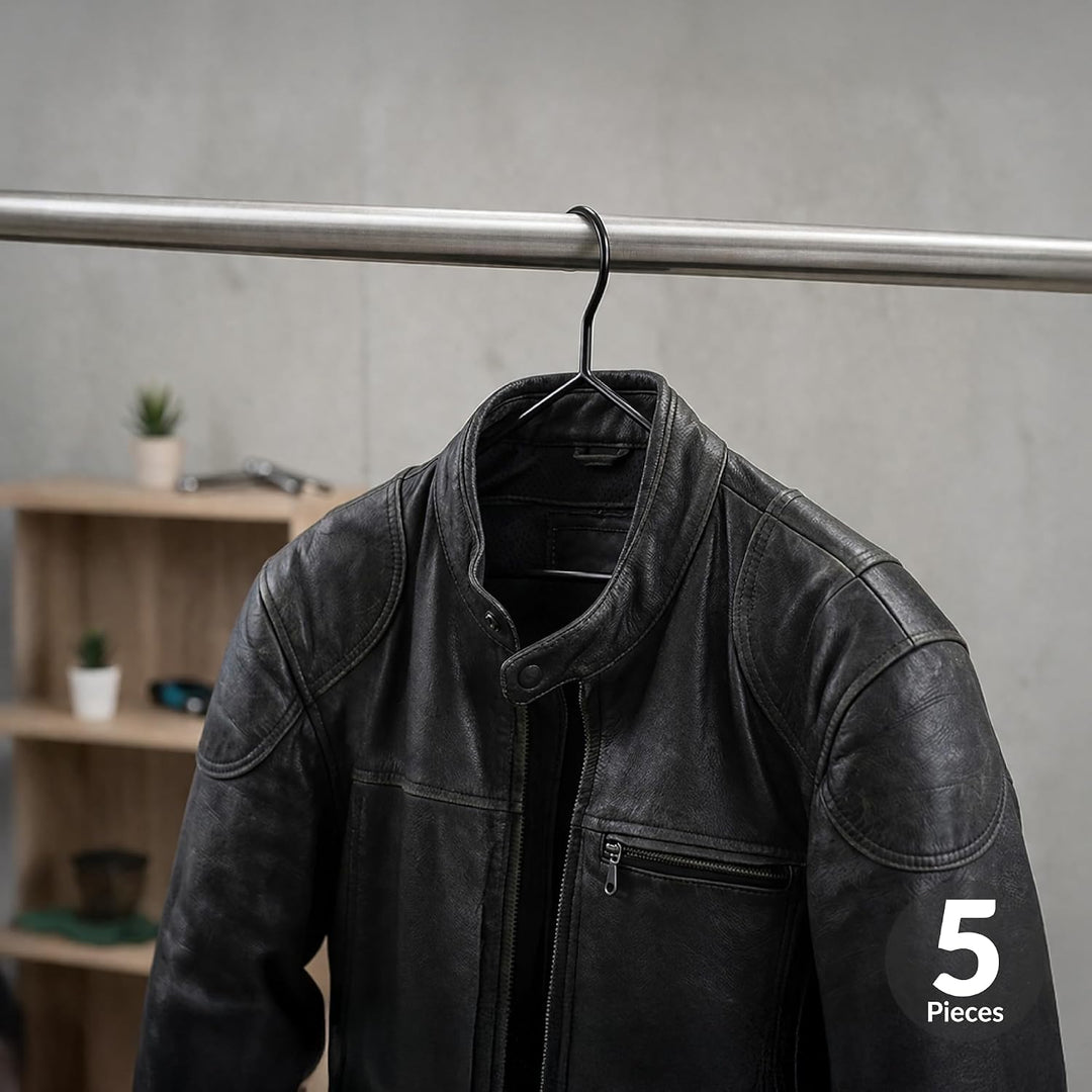 Hangerworld 5 Extra Starke Metall Kleiderbügel 45cm Schwarz Ideal für schwere Kleidung 45 cm, 45 cm