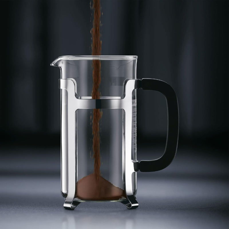 Bodum JESPER Kaffeebereiter (French Press System, Verchromter Edelstahlrahmen, 1,0 liters) glänzend