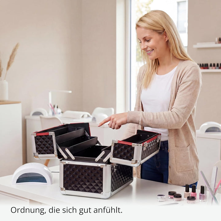 N&BF Kleiner Profi Kosmetikkoffer in Lila | Robust Dank ABS Kunststoff & hochwertigen Alu | Abschlie