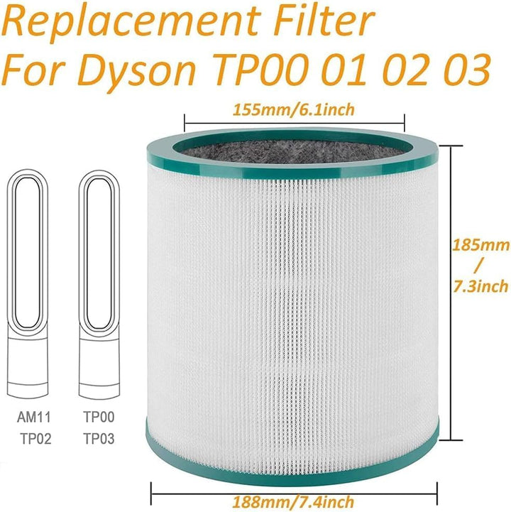 HEPA Filter Ersatz für Dyson Pure Cool Link TP00, TP01, TP02, TP03, AM11, BP01 Luftreiniger – Kompat