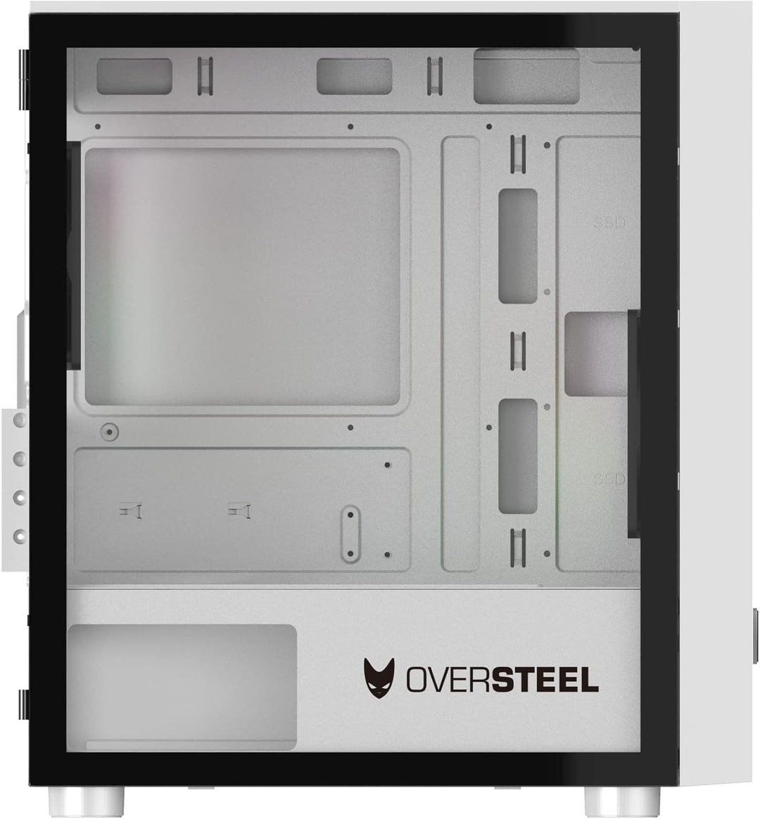 Oversteel - Aeris Gaming PC Gehäuse kompatibel mit Micro ATX und ITX Boards, 2 120mm RGB Lüfter, Mes
