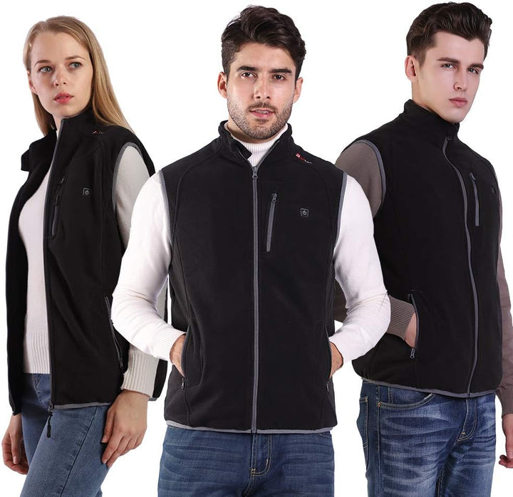PROSmart Beheizbare Weste Leichtgewichts Fleece Beheizte Weste mit USB Akku, Unisex Schwarz M, Schwa